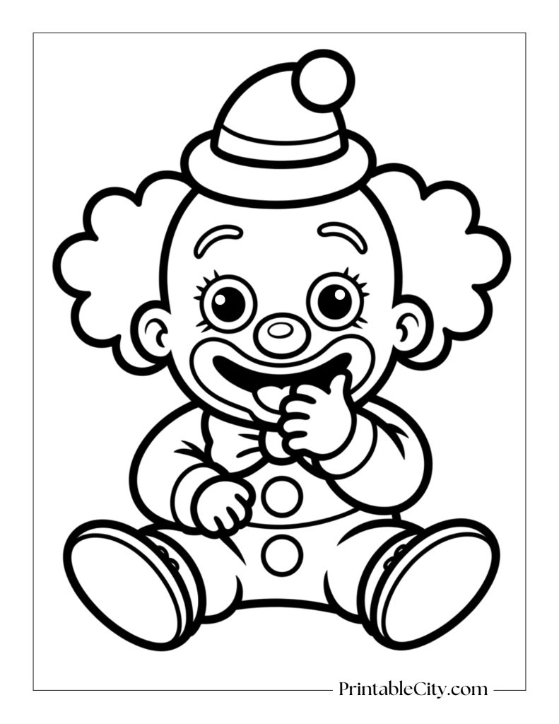 cute baby clown coloring page