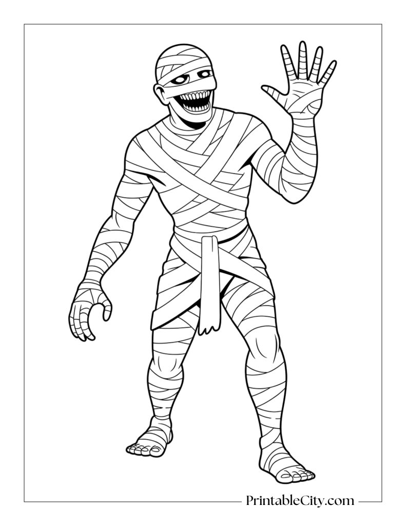 Mummy monster coloring page