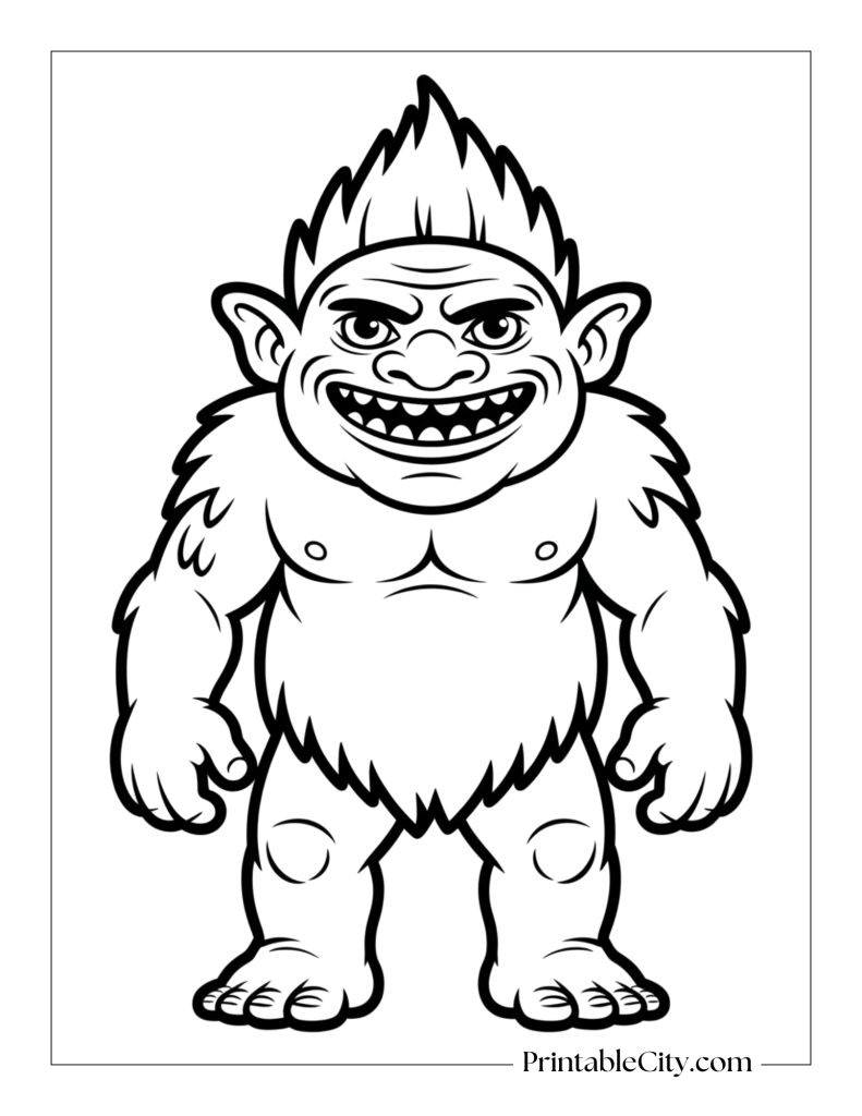 monster troll coloring page