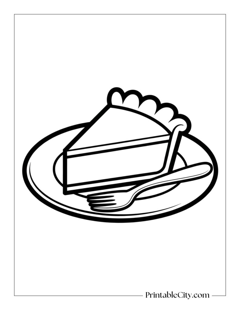 pumpkin pie slice on a plate coloring page