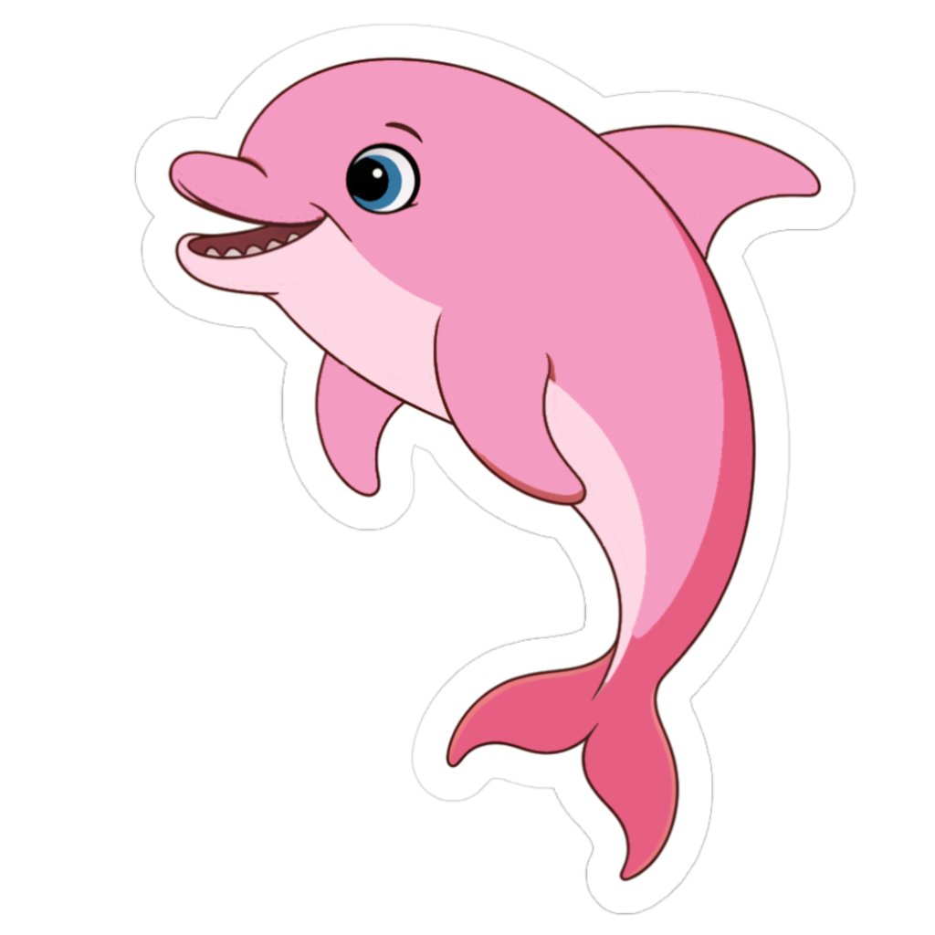 cute pink Dolphin smiling sticker
