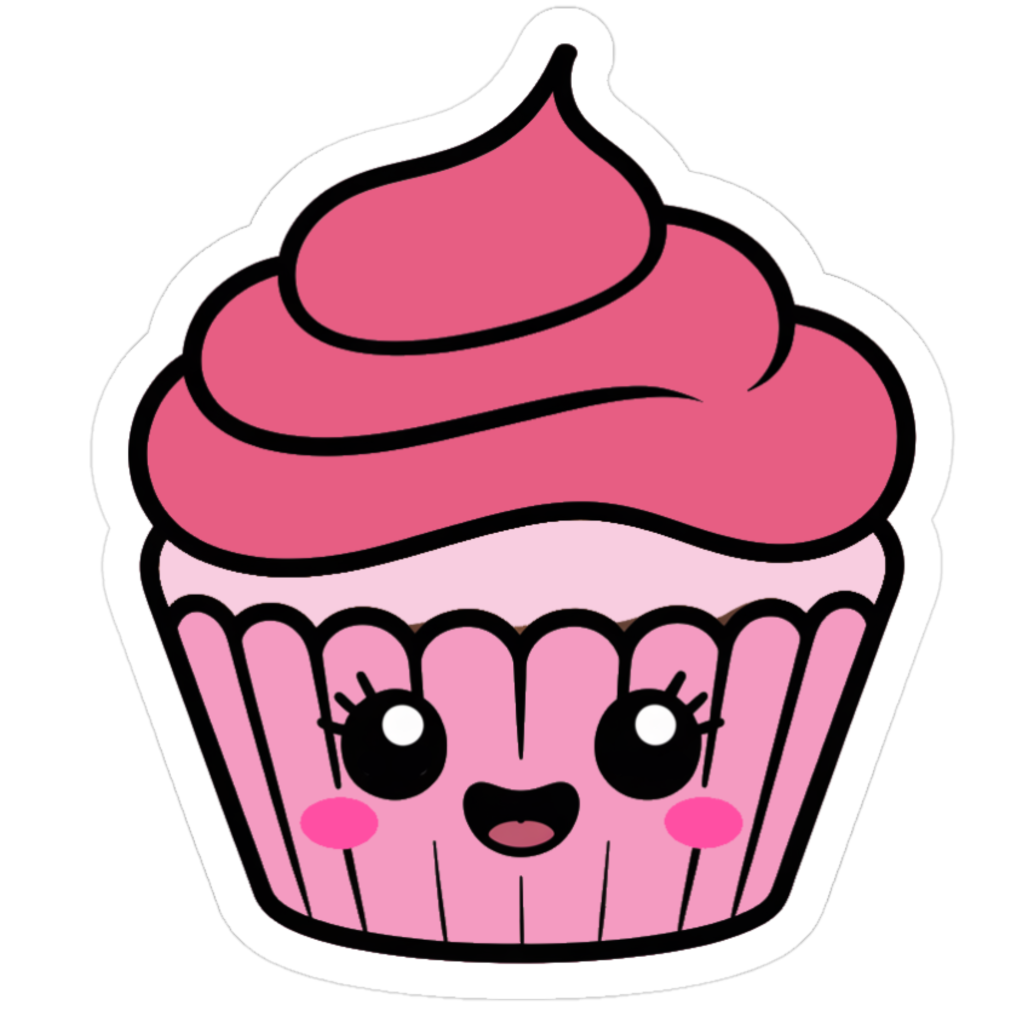 cute pink Kawaii cupcake printable sticker