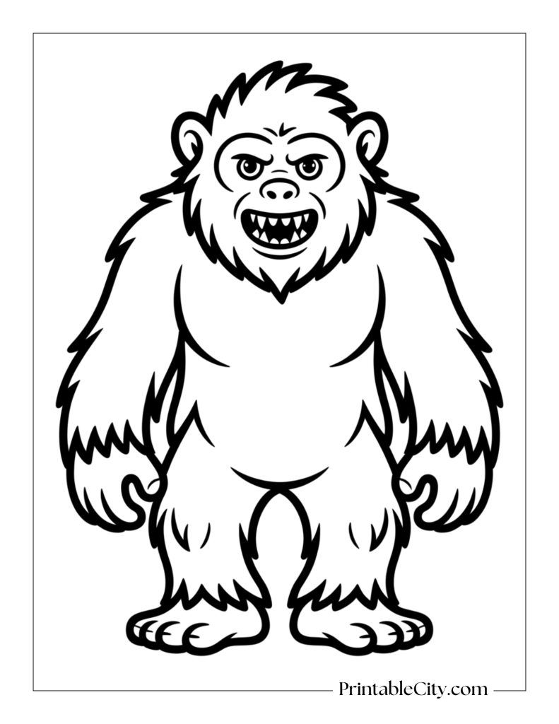 Yeti monster coloring page