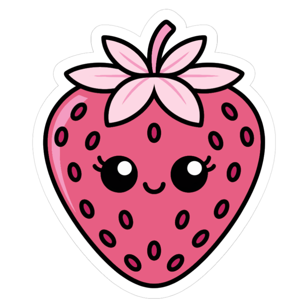 pink cute strawberry printable sticker