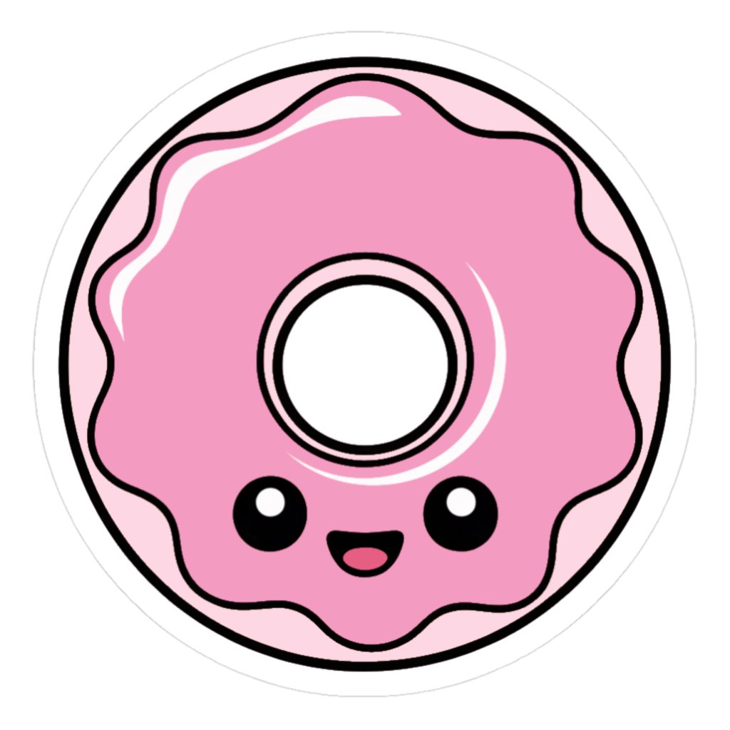 Cute printable pink donut sticker