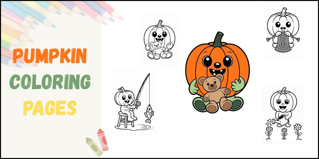 pumpkin coloring pages showcased on a featured image
